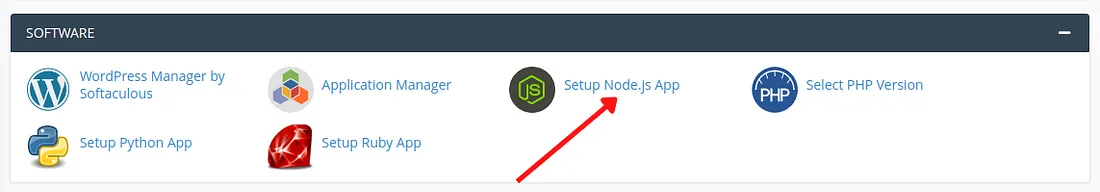 Click on Setup Node.js App